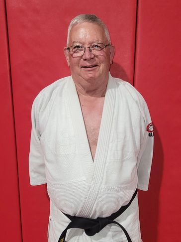 Sensei Chuck Coffin — 3rd degree (Sandan) black belt in judo, Shodan in jujitsu, teaching license in Icho Yama Ryu, Assistant in Brazilian Jiu-Jitsu