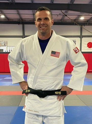 Sensei Josh Lehmen — 4th degree (Yodan) black belt in judo, 3rd degree (Sandan) black belt in jujitsu, Assistant in Brazilian Jiu-Jitsu
